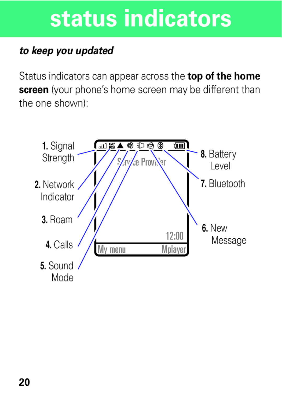 Motorola VE538 manual Status indicators, To keep you updated 