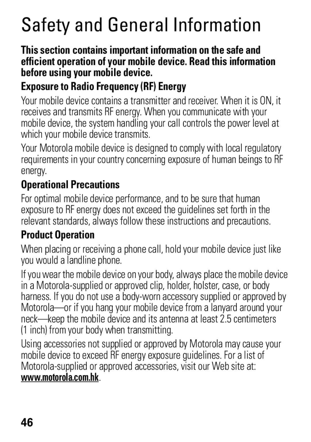 Motorola VE538 manual Exposure to Radio Frequency RF Energy, Operational Precautions, Product Operation 