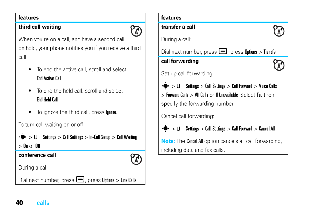 Motorola VE66 manual End Active Call, End Held Call 