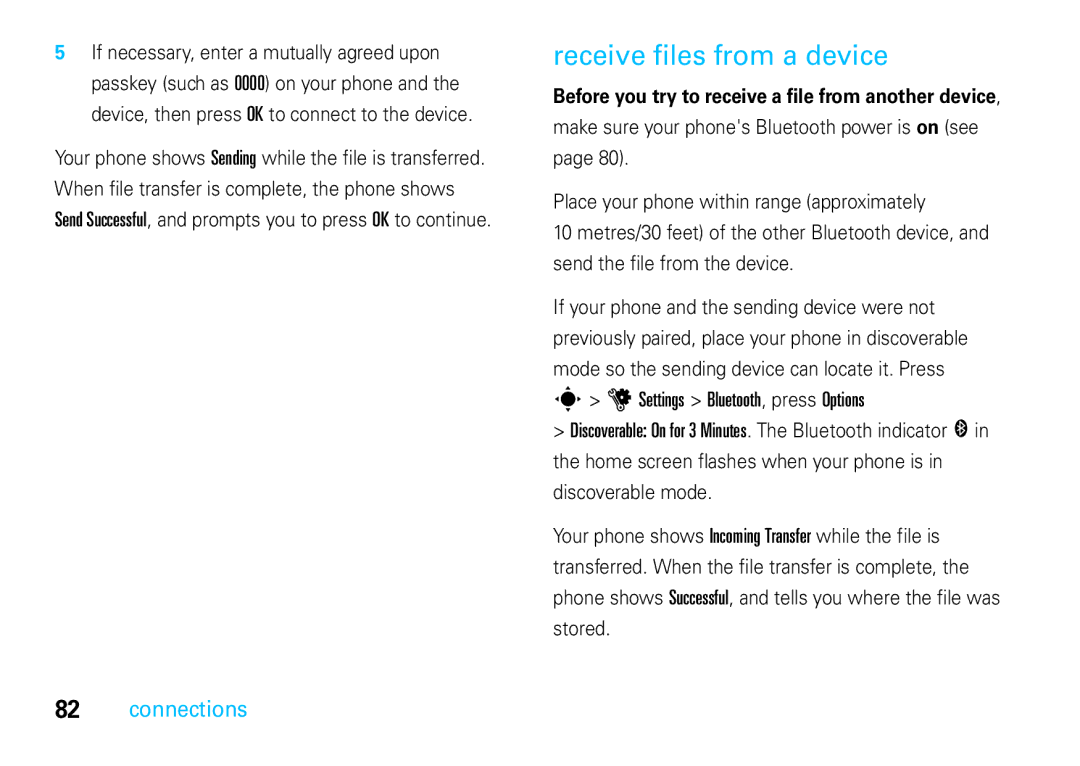 Motorola VE66 manual Receive files from a device, Before you try to receive a file from another device 