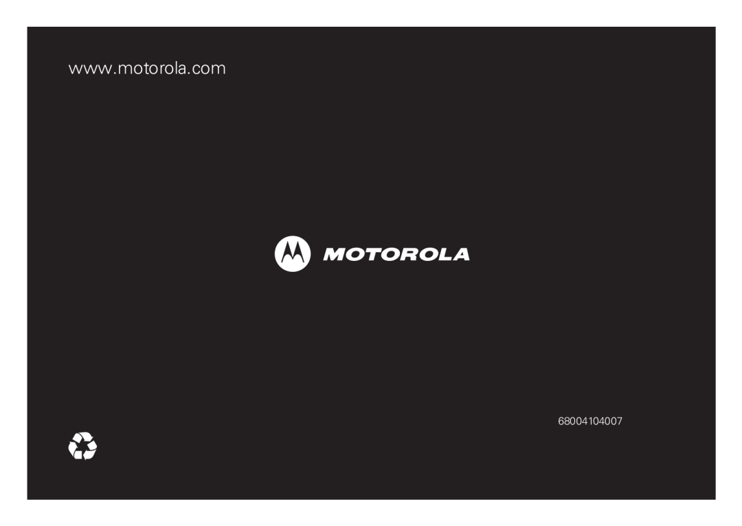 Motorola VE66 manual 68004104007 