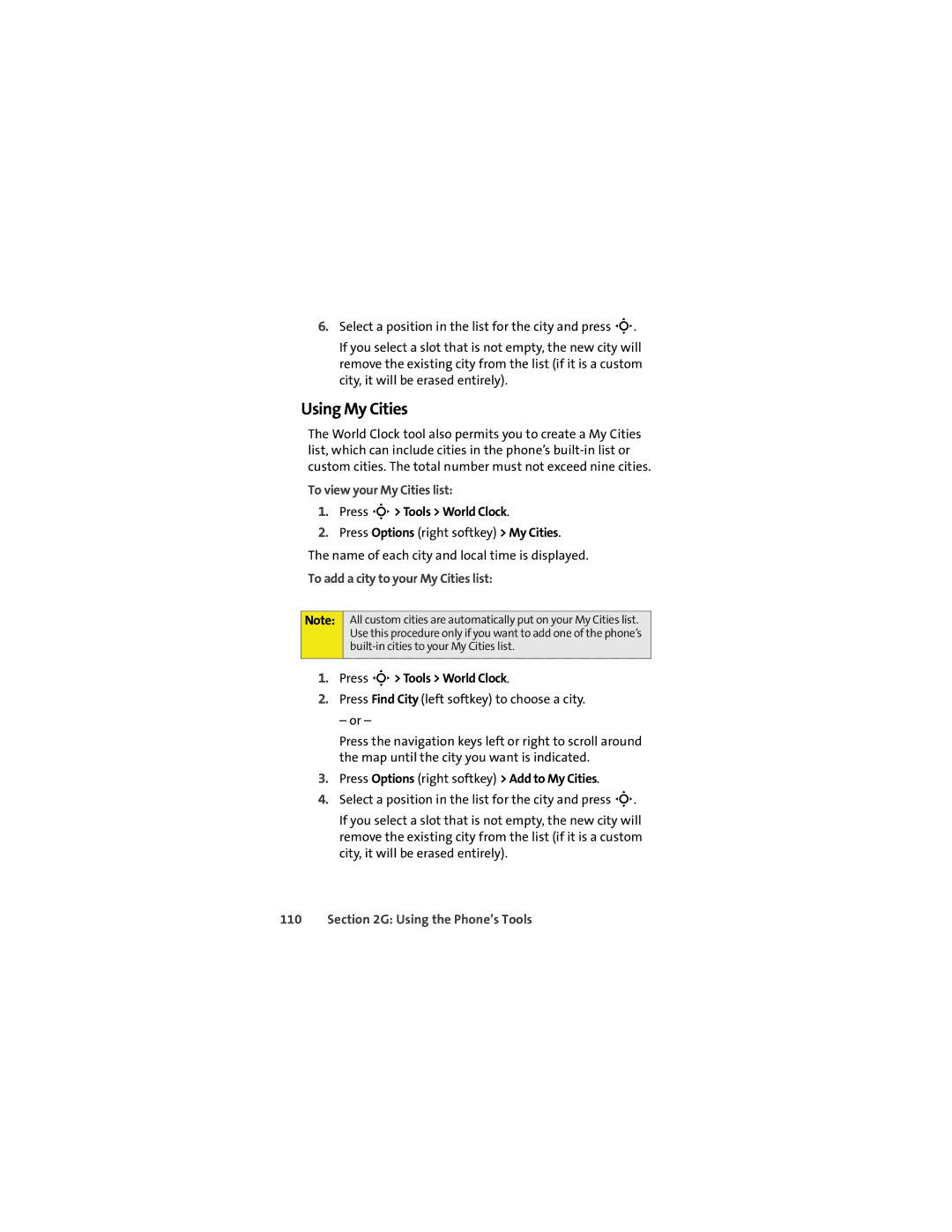 Motorola VM9 manual Using My Cities, To view your My Cities list, To add a city to your My Cities list 