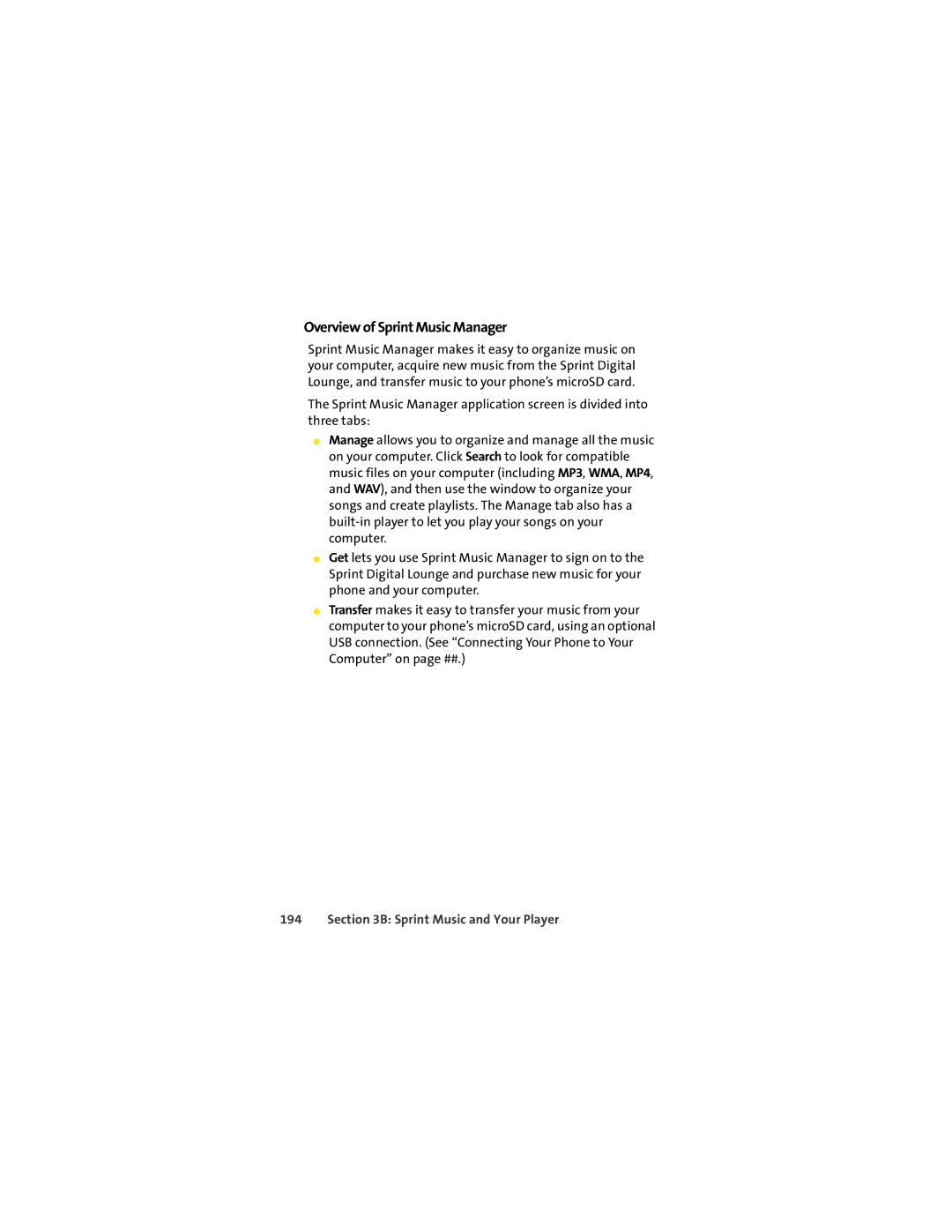 Motorola VM9 manual Overview of Sprint Music Manager 