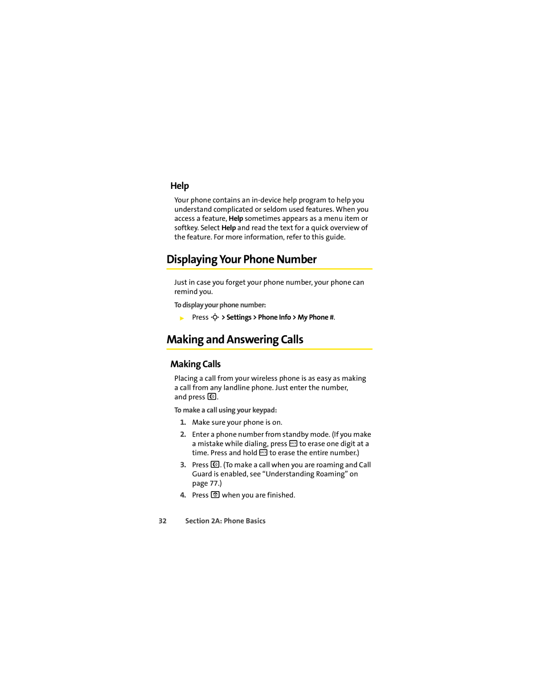 Motorola VM9 manual Displaying Your Phone Number, Making and Answering Calls, Help, Making Calls 