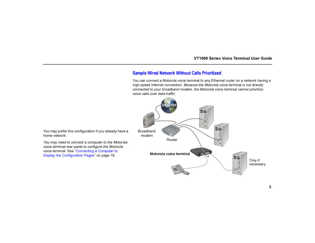 Motorola VT1000 warranty Sample Wired Network Without Calls Prioritized 