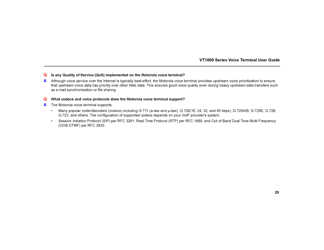 Motorola warranty VT1000 Series Voice Terminal User Guide 