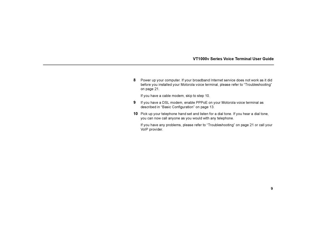 Motorola warranty VT1000v Series Voice Terminal User Guide 