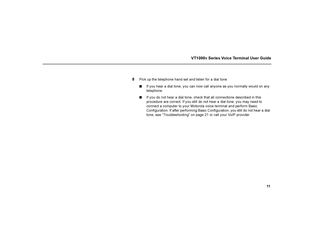 Motorola warranty VT1000v Series Voice Terminal User Guide 