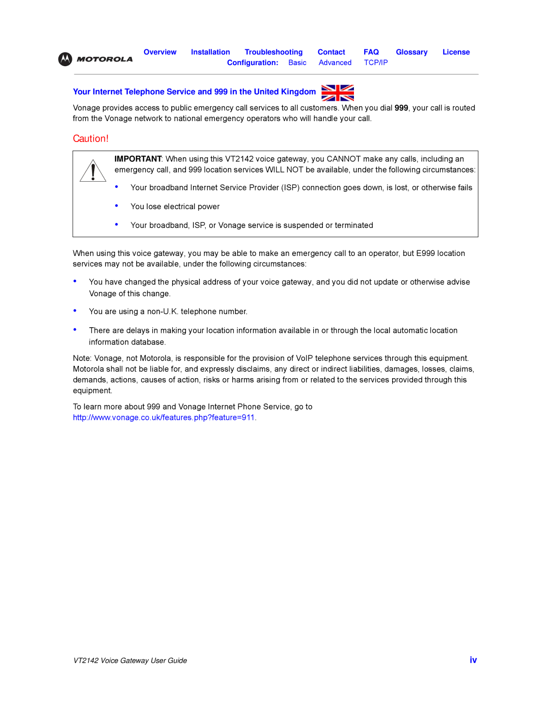 Motorola manual VT2142 Voice Gateway User Guide 