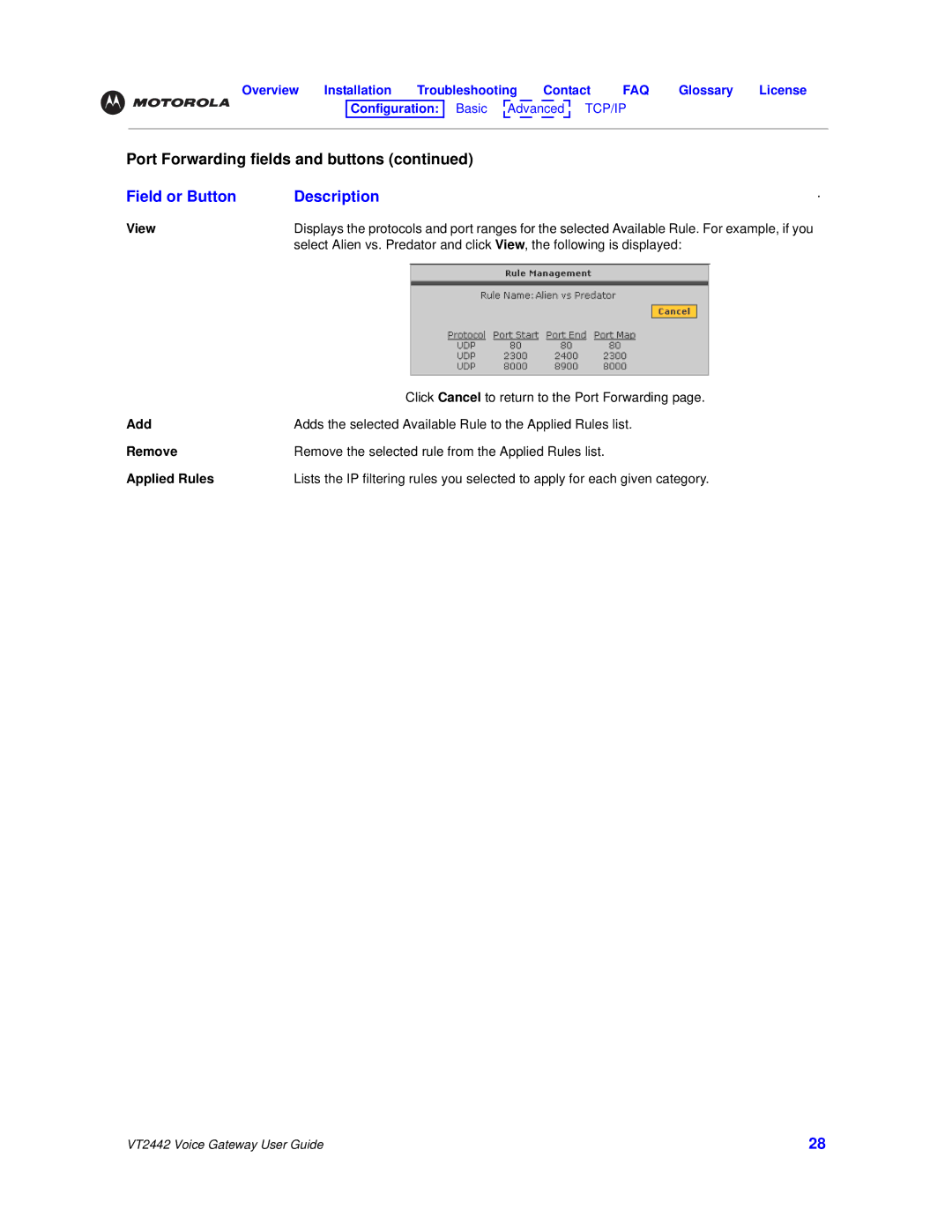 Motorola VT2442 manual Remove, Applied Rules 