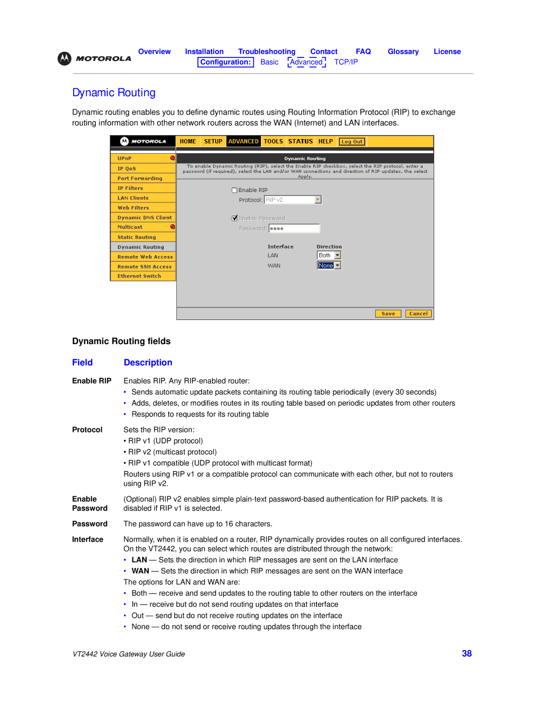 Motorola VT2442 manual Dynamic Routing 