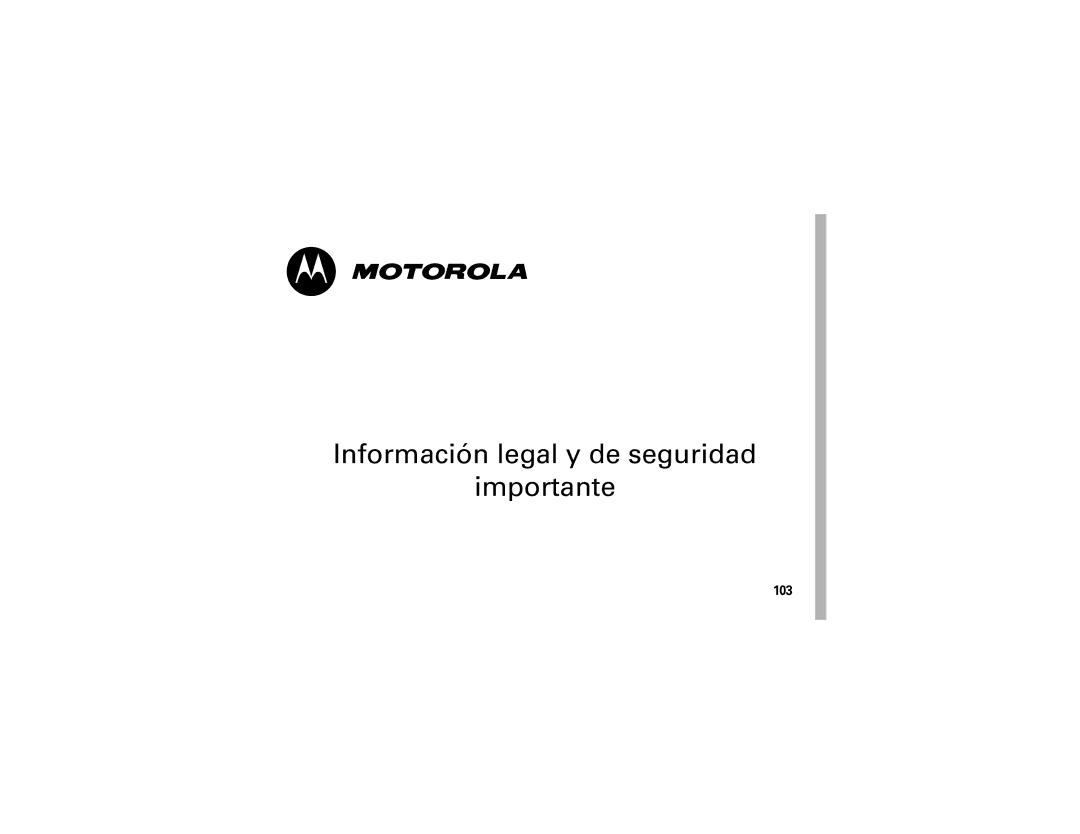 Motorola VU204 manual Información legal y de seguridad Importante 