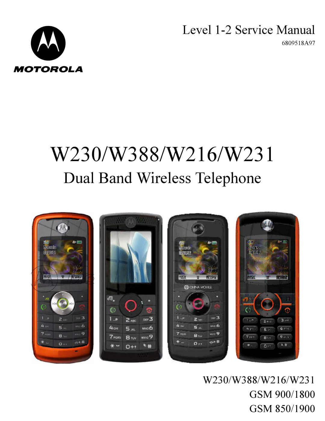 Motorola service manual W230/W388/W216/W231 