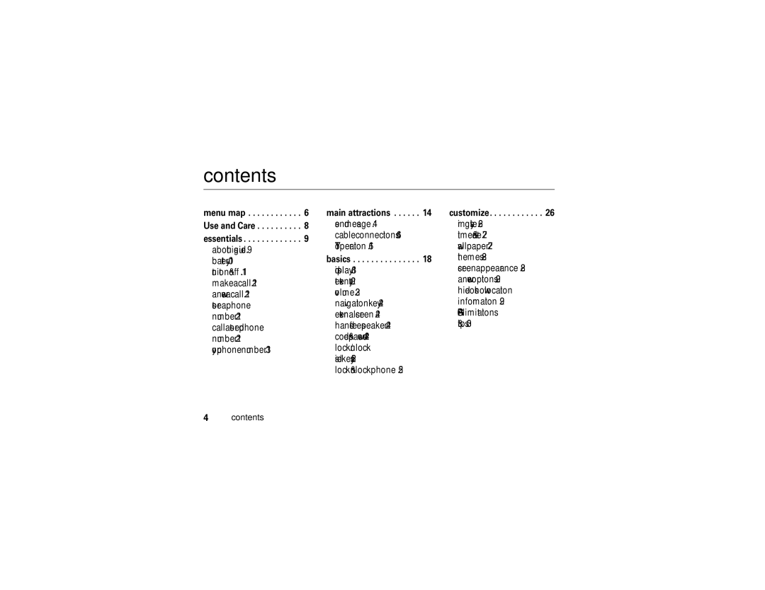 Motorola W315 manual Contents 