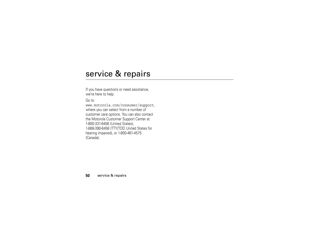 Motorola W315 manual Service & repairs 