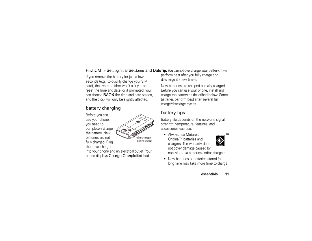 Motorola W370 manual Battery charging, Battery tips 