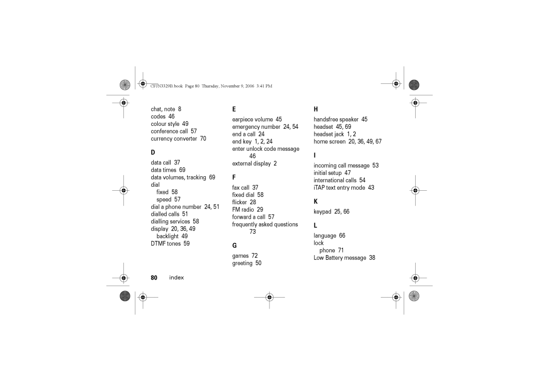Motorola W375 manual CFJN3329B.book Page 80 Thursday, November 9, 2006 341 PM 