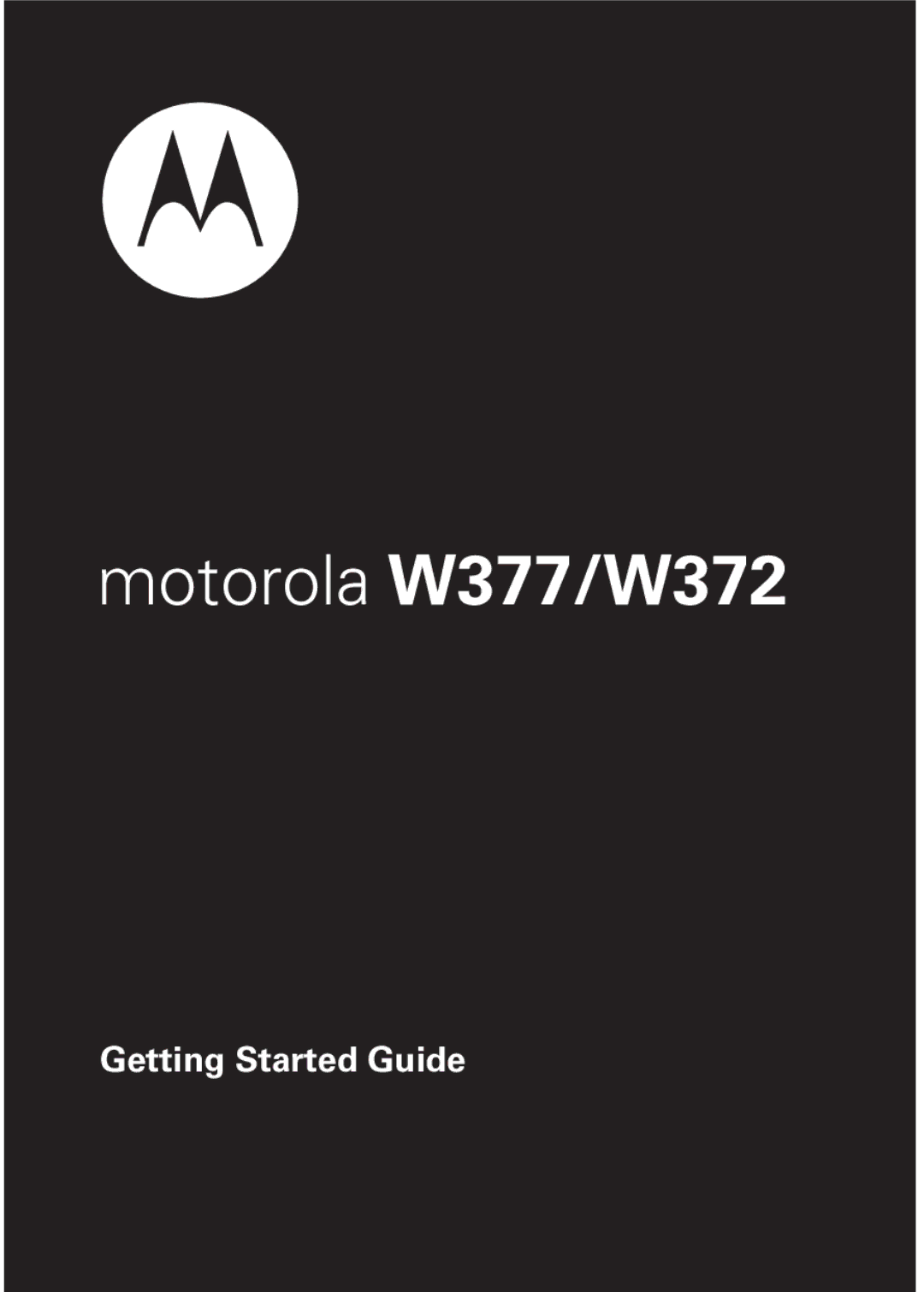 Motorola manual Motorola W377/W372 