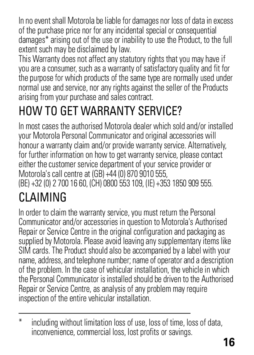 Motorola W372, W377 manual HOW to GET Warranty SERVICE? 