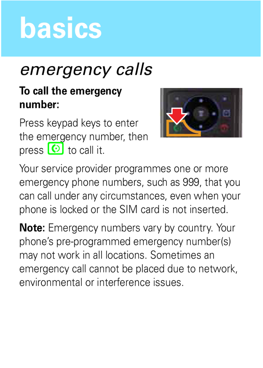 Motorola W372, W377 manual Emergency calls, Your service provider programmes one or more 