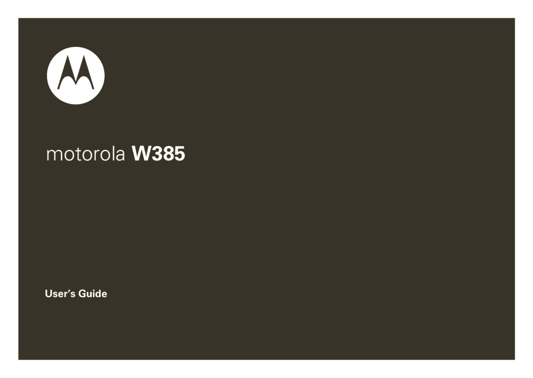 Motorola manual Motorola W385 