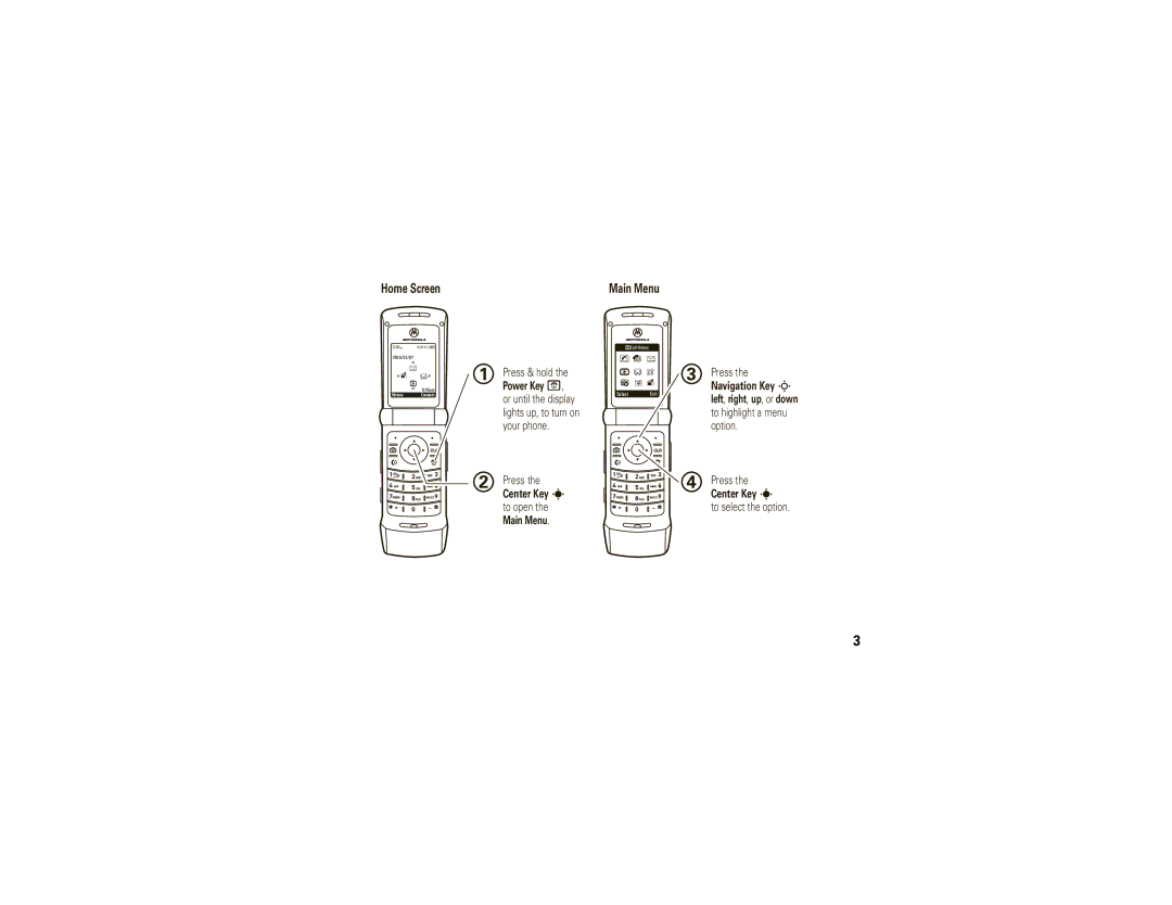 Motorola W385 manual Center Key s 