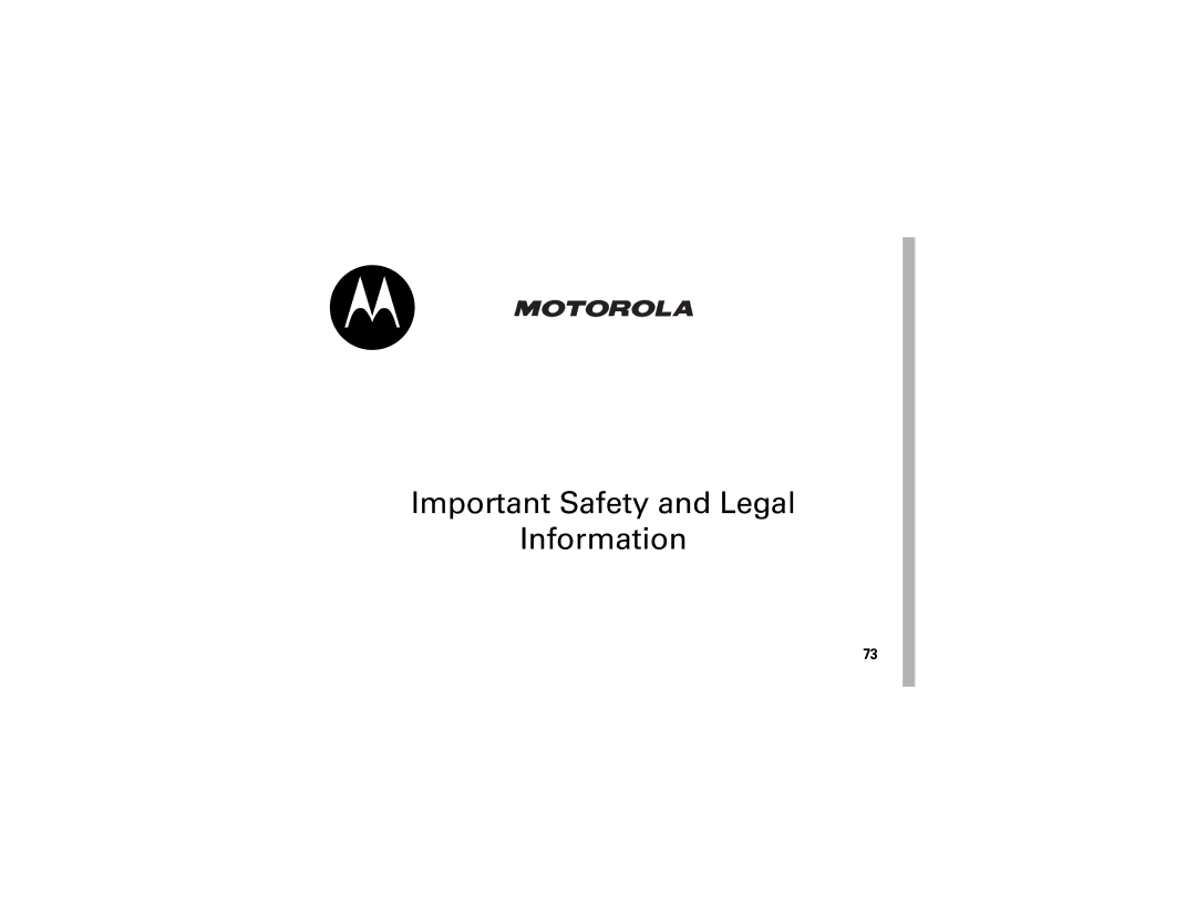 Motorola W385 manual Important Safety and Legal Information 