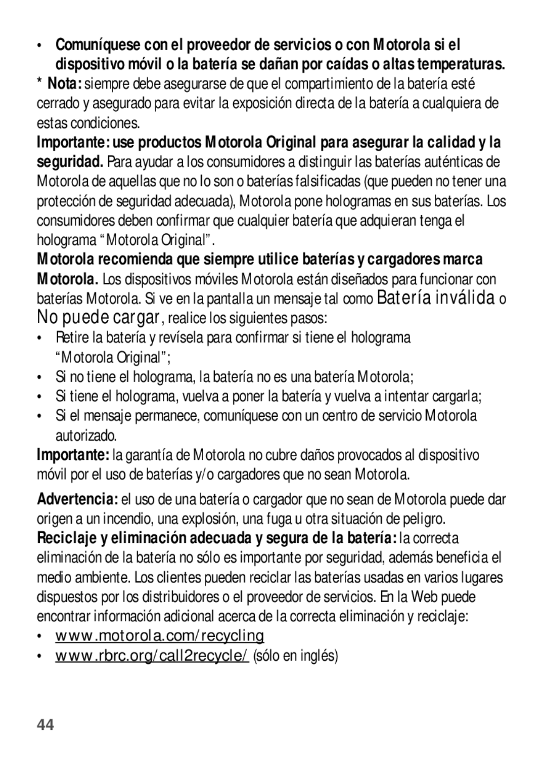 Motorola W409G manual No puede cargar, realice los siguientes pasos, Autorizado 