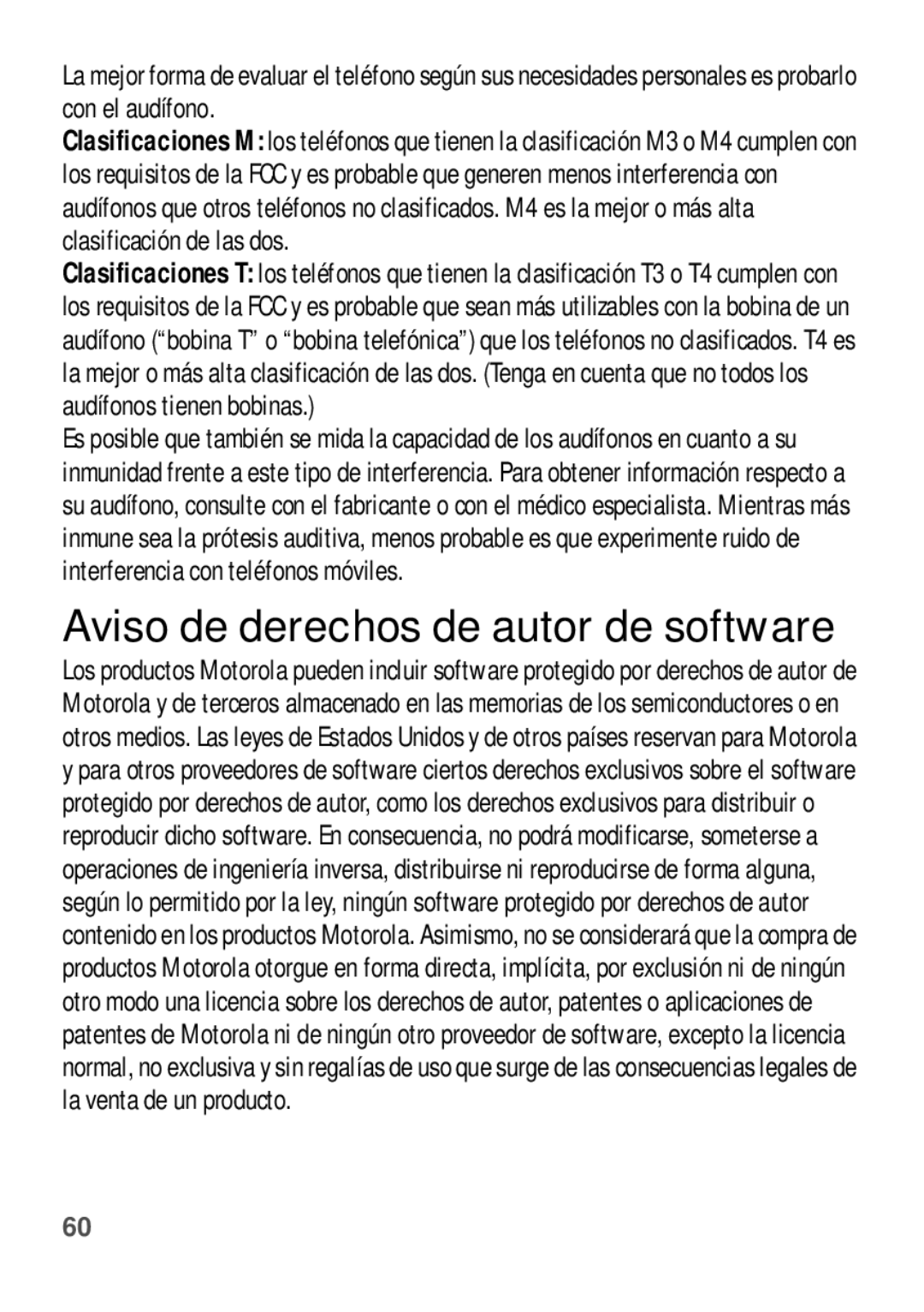 Motorola W409G manual Aviso de derechos de autor de software 