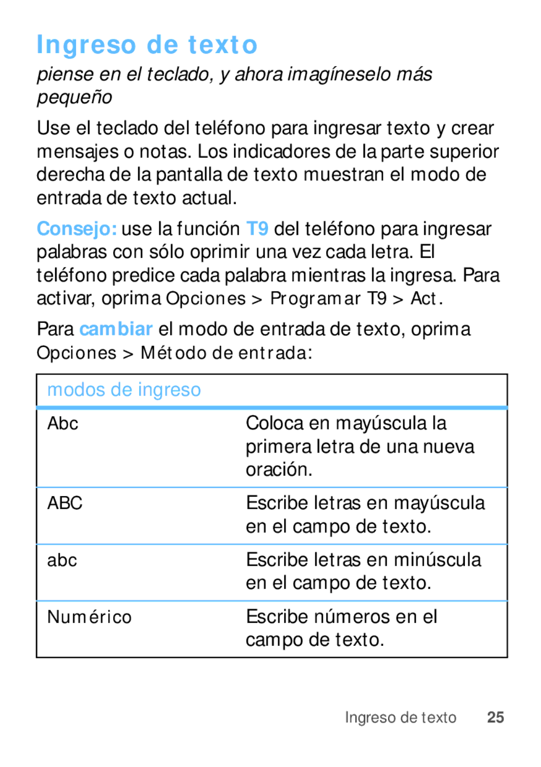 Motorola W409G manual Ingreso de texto 