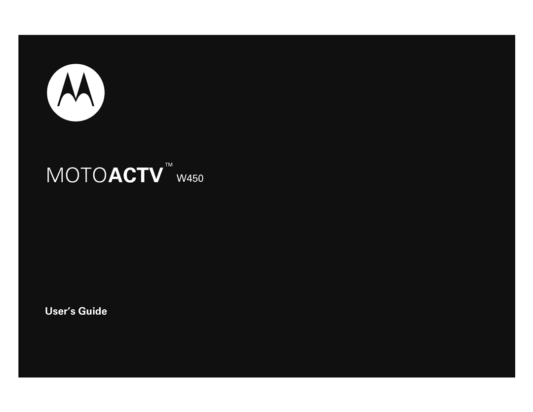 Motorola manual Motoactv W450 