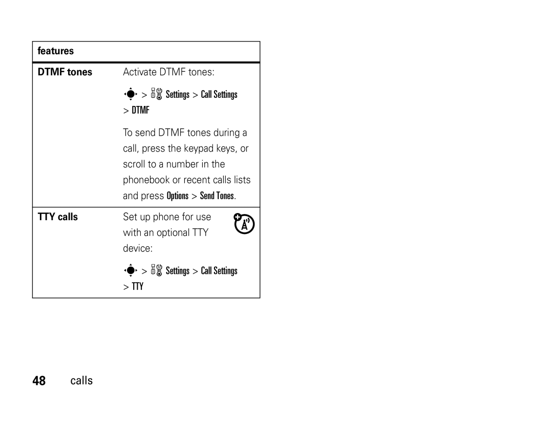 Motorola W450 manual TTY calls 