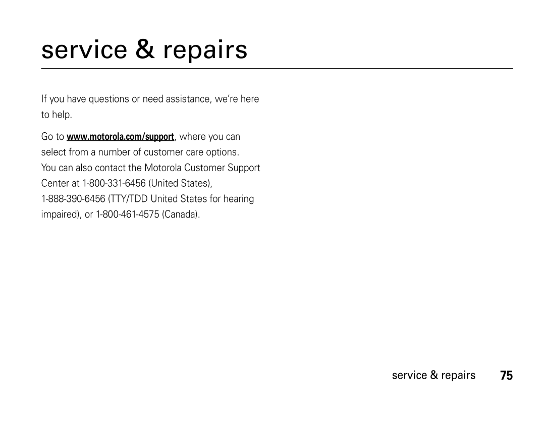 Motorola W450 manual Service & repairs 