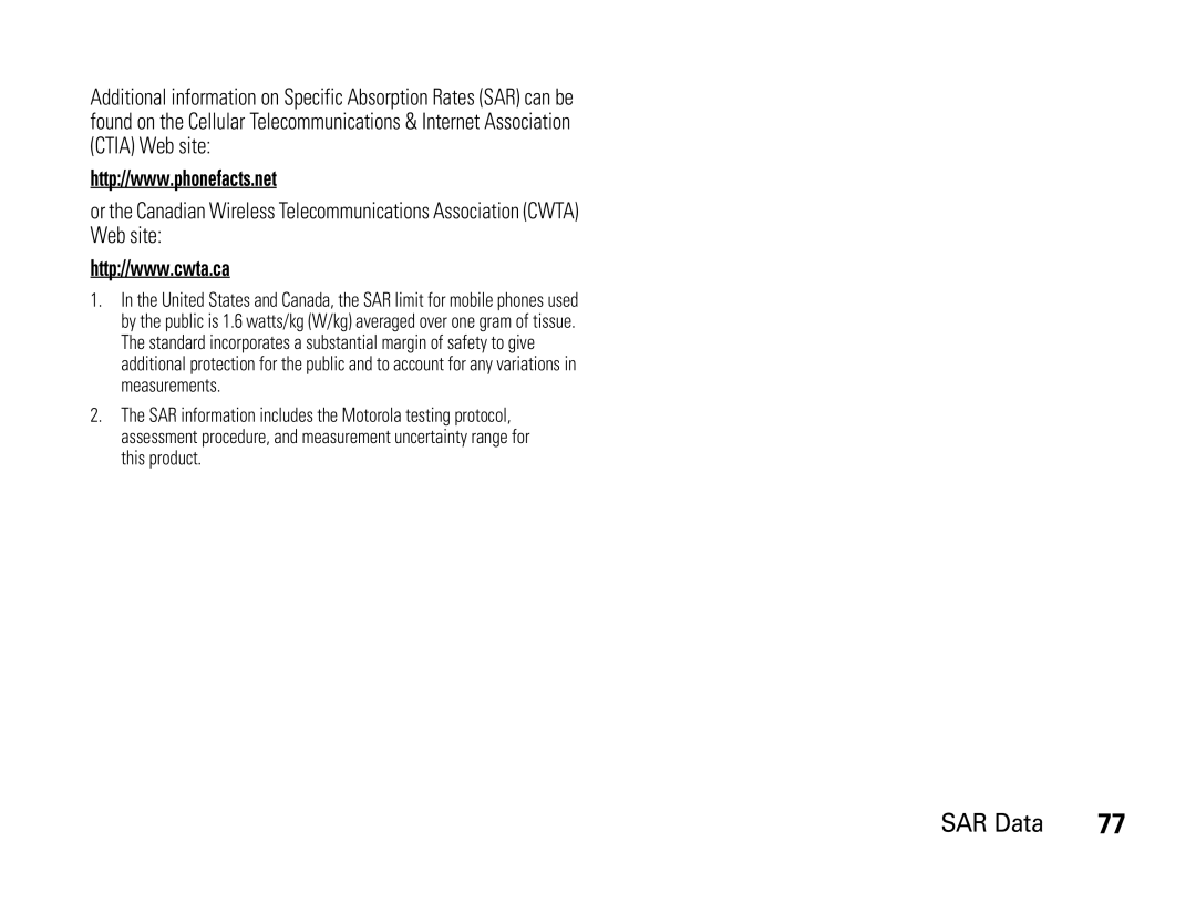 Motorola W450 manual SAR Data 