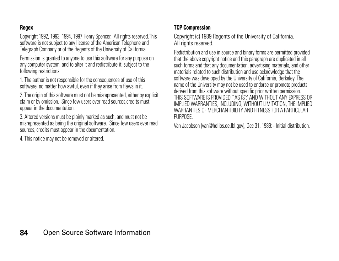 Motorola W450 manual TCP Compression 