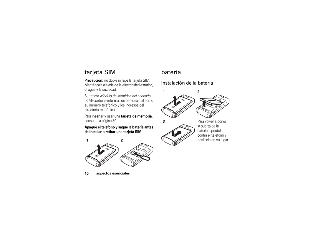 Motorola W490 manual Tarjeta SIM, Batería, Instalación de la batería, La puerta de la 