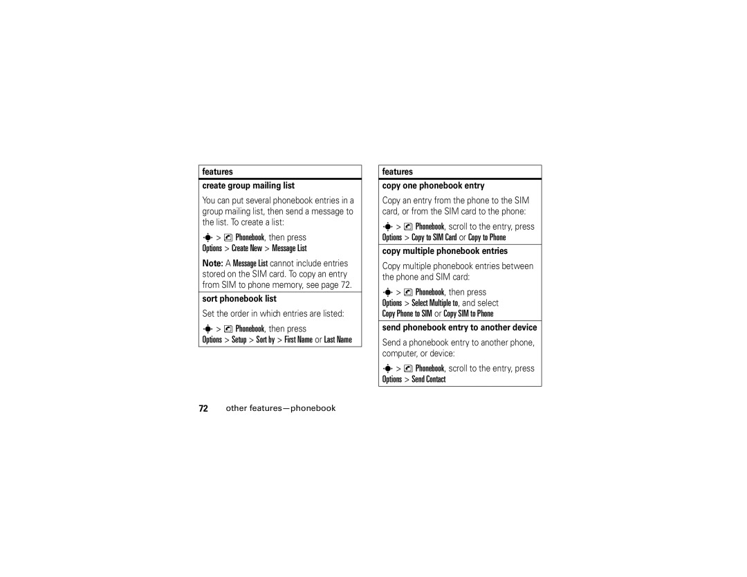 Motorola W510 manual Options Create New Message List 