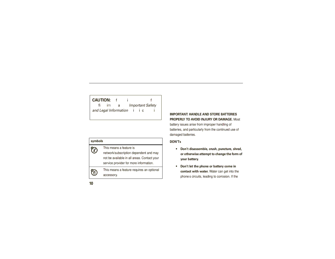 Motorola W755 manual Get started, About this guide, Battery use & safety 