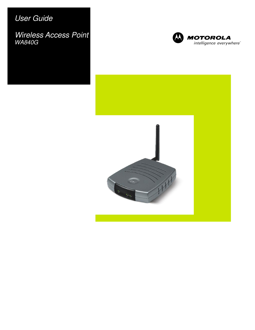 Motorola WA840G manual User Guide Wireless Access Point 