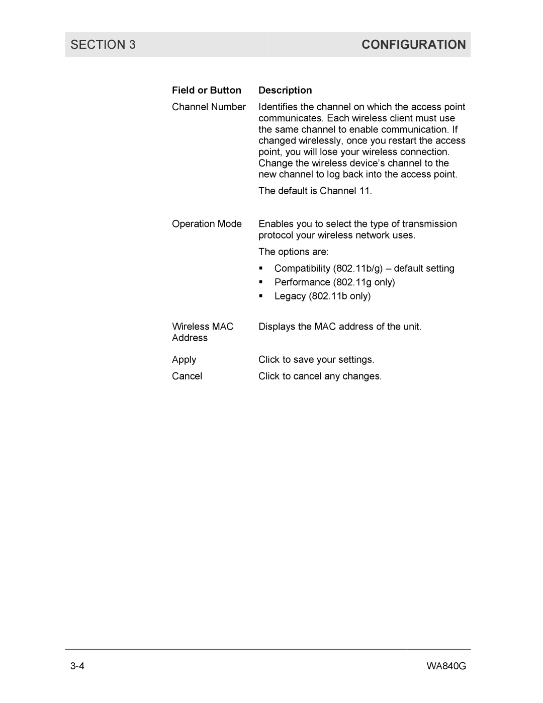 Motorola WA840G manual Configuration 