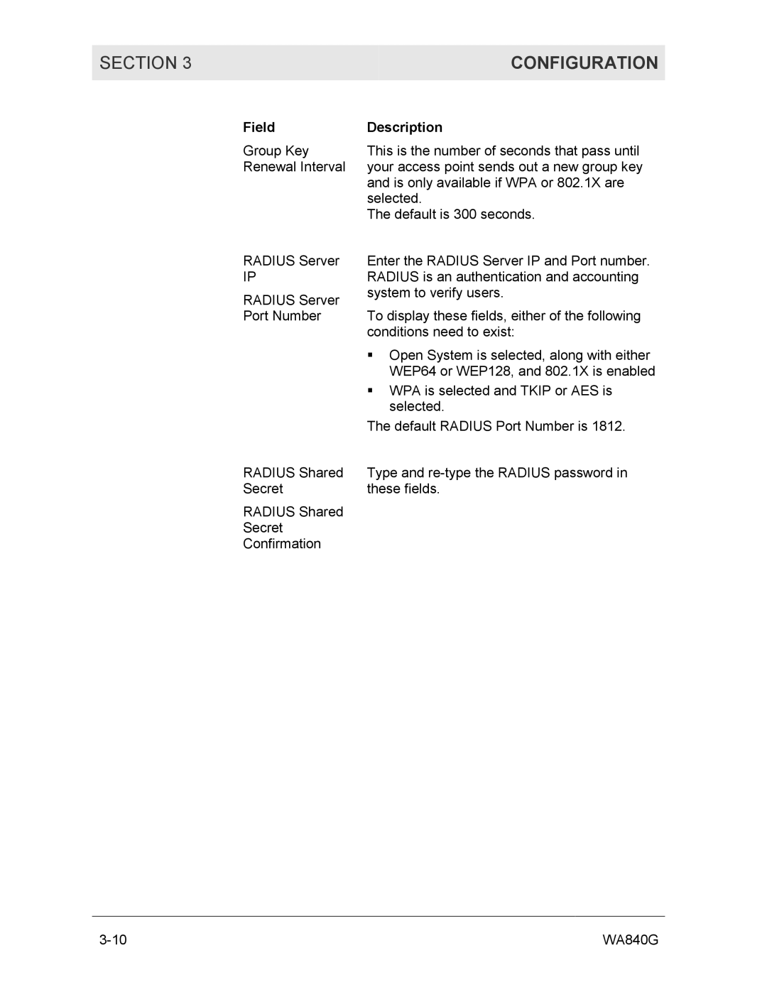 Motorola WA840G manual Configuration 