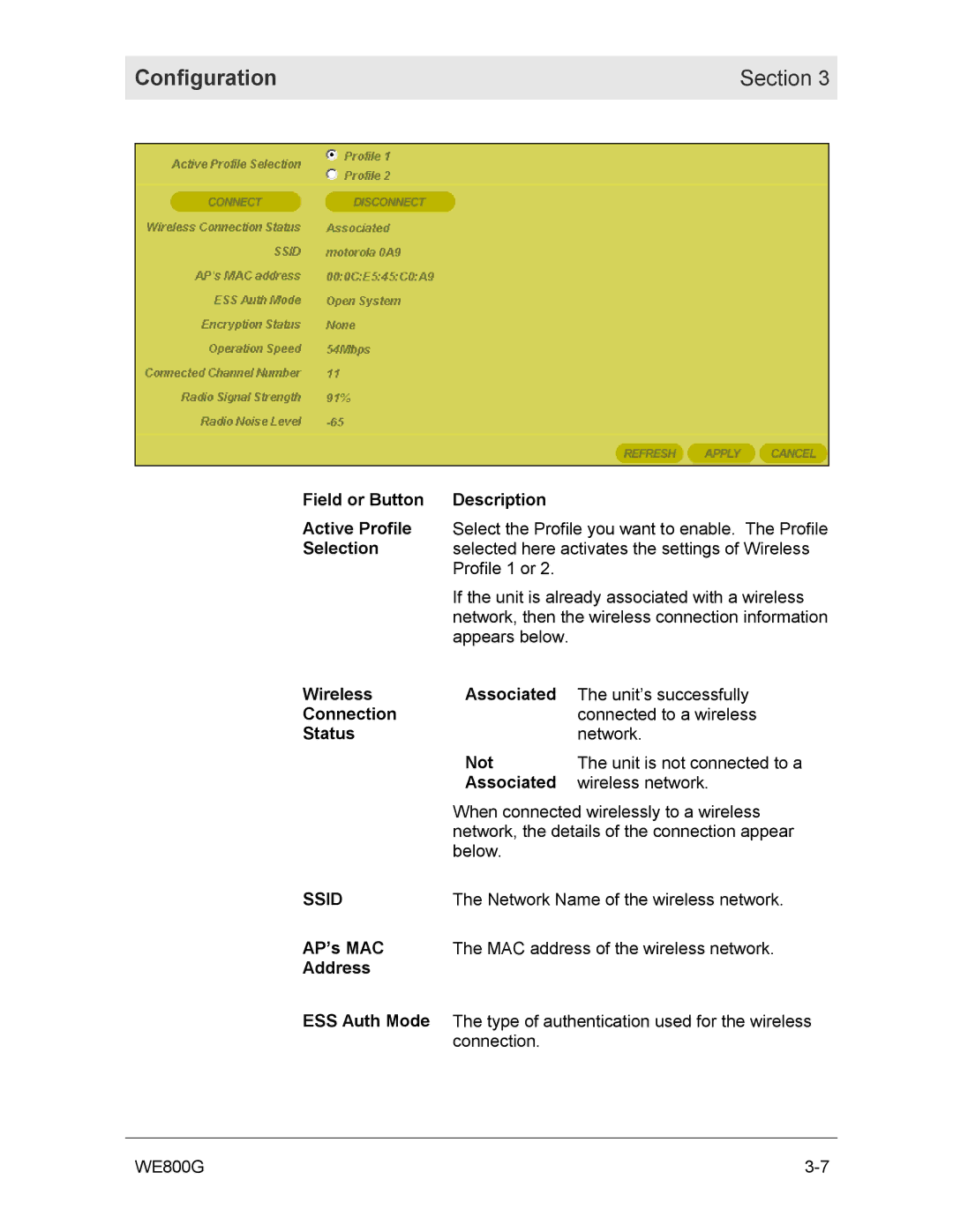 Motorola WE800G manual Ssid 