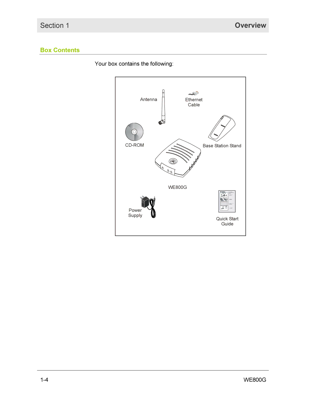 Motorola WE800G manual Box Contents 