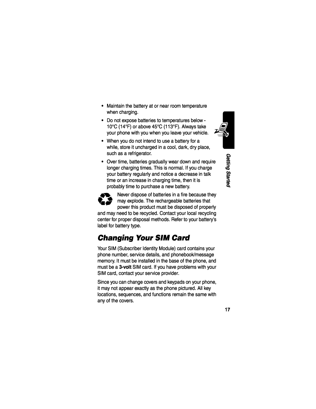 Motorola WIRELESS TELEPHONE manual Changing Your SIM Card 