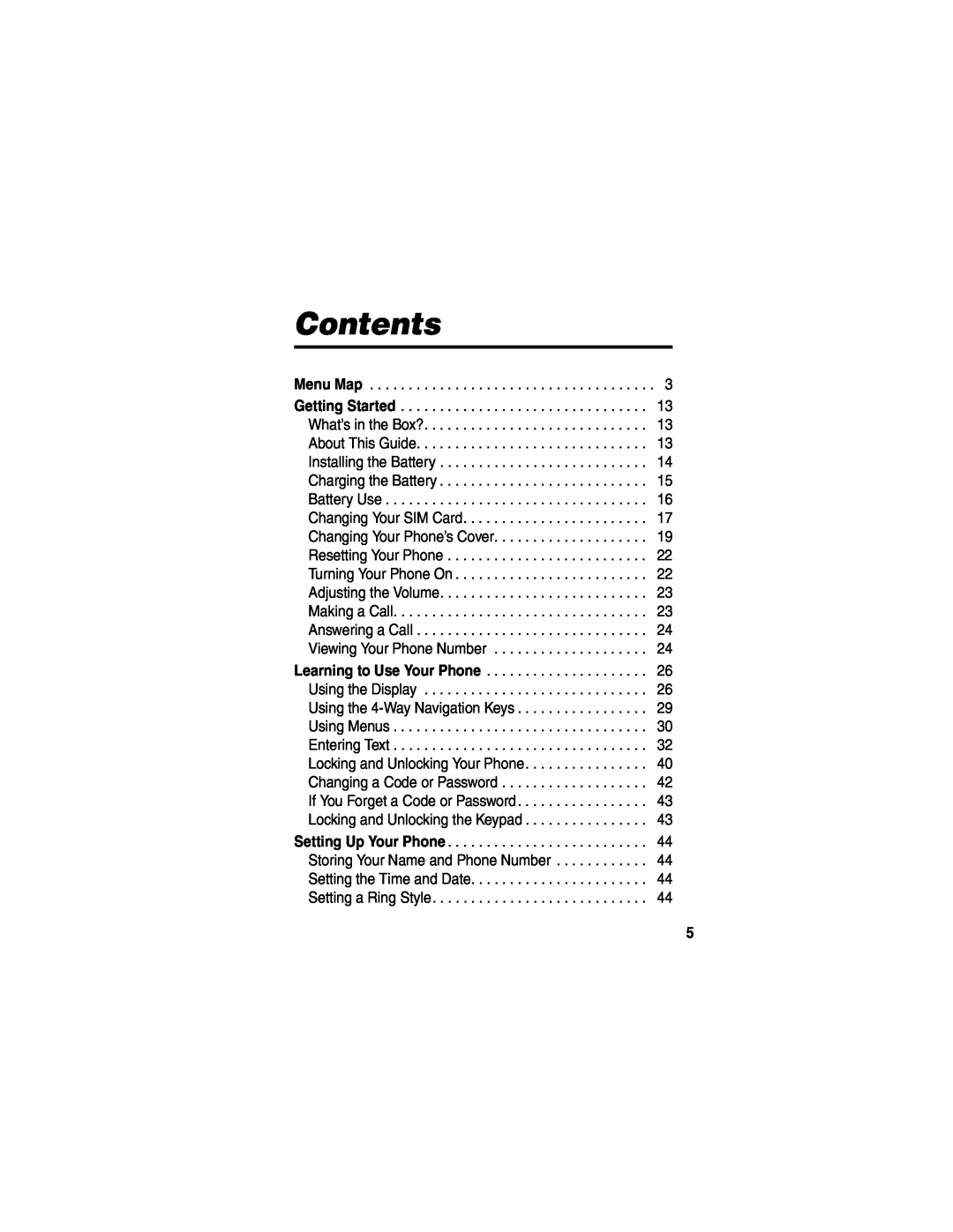 Motorola WIRELESS TELEPHONE manual Contents, Menu Map 