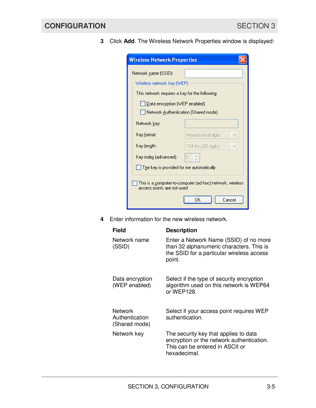 Motorola WN825G manual Field Description, Ssid 