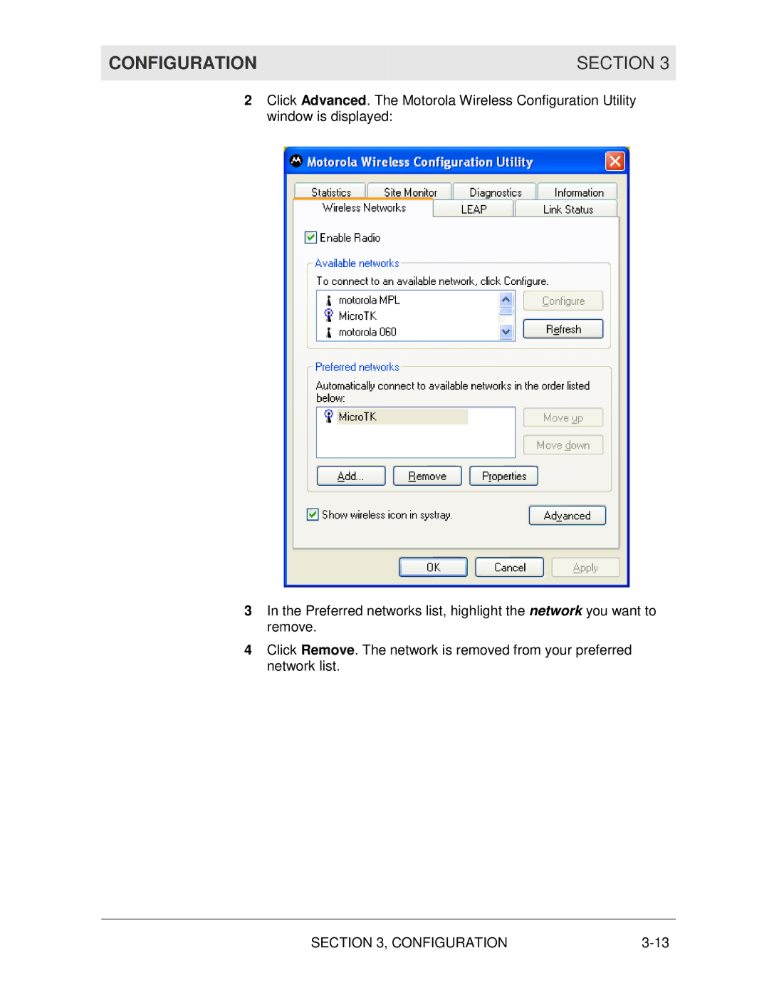 Motorola WN825G manual Configuration Section 