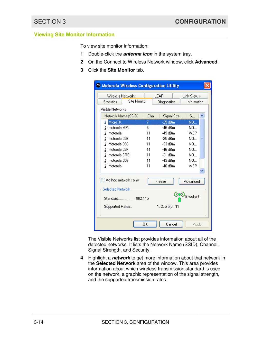 Motorola WN825G manual Viewing Site Monitor Information 