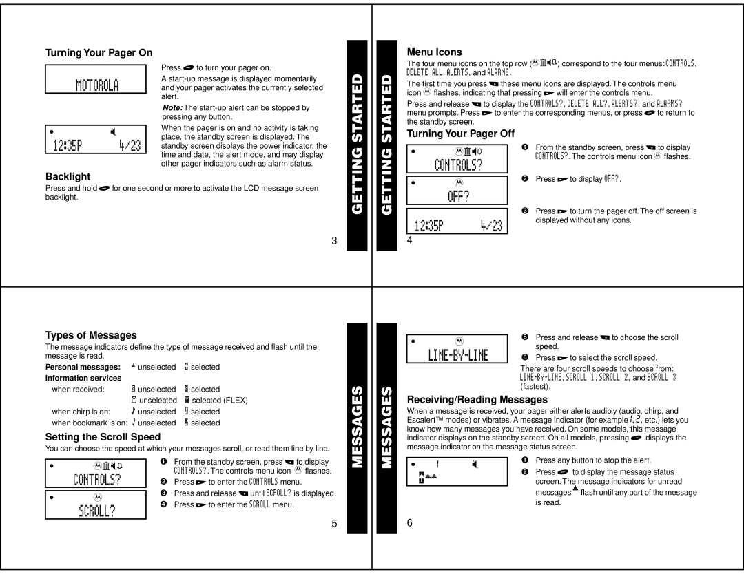 Motorola WORDline FLX manual Motorola, Controls?, Off?, Line-By-Line, Scroll? 