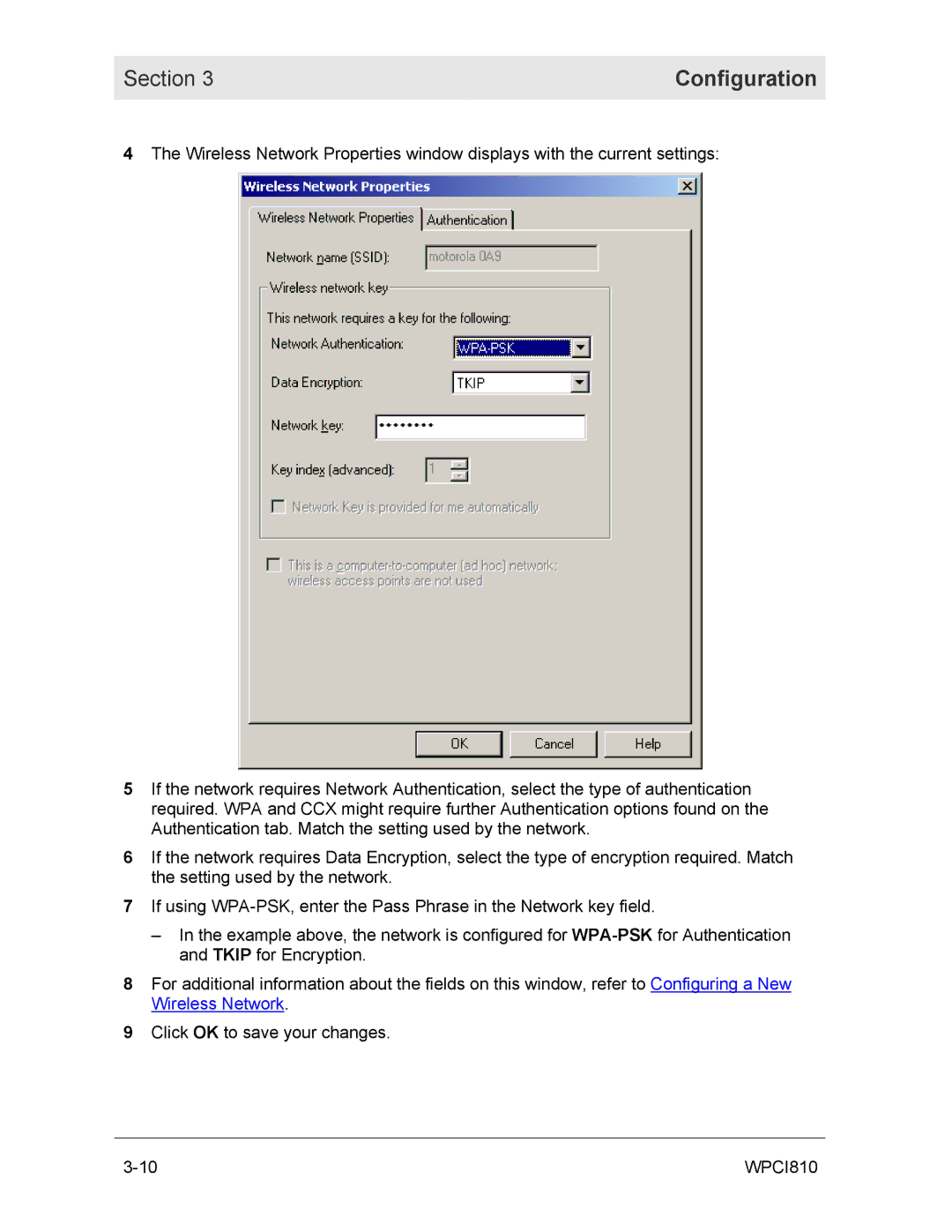 Motorola WPCI810GP manual Configuration 